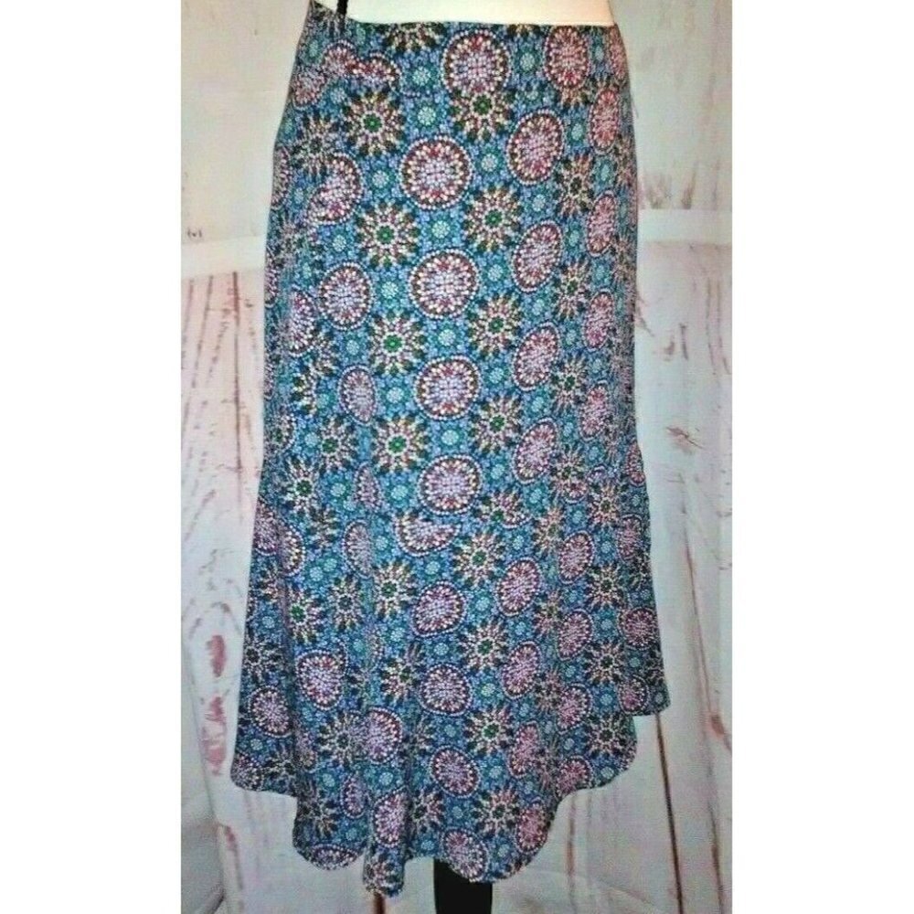 De Collections Womens Flare Skirt Size XS Side Zip Blue